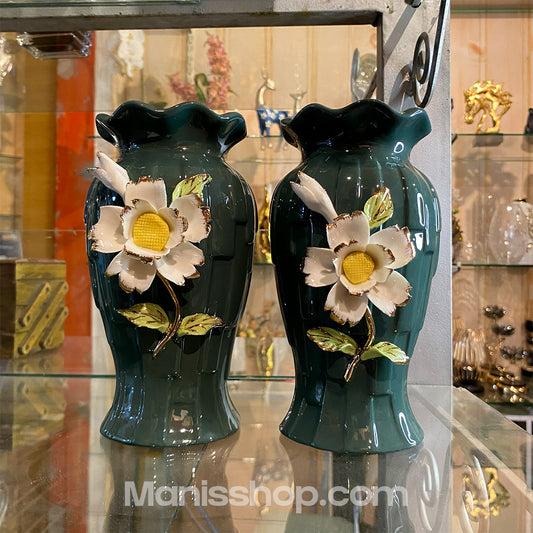 Nordic Green floral vase