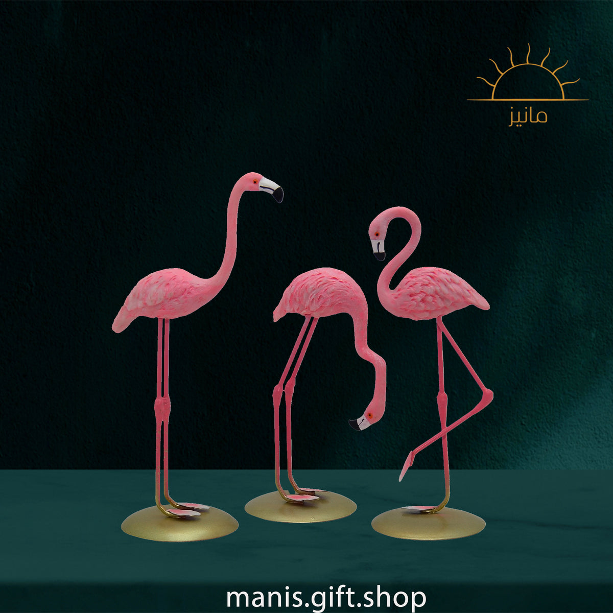 Pink Flamingo Statue (3p) Set