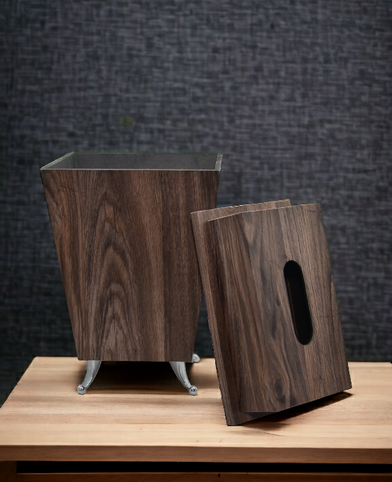 Wooden Dustbin With Tissue Box