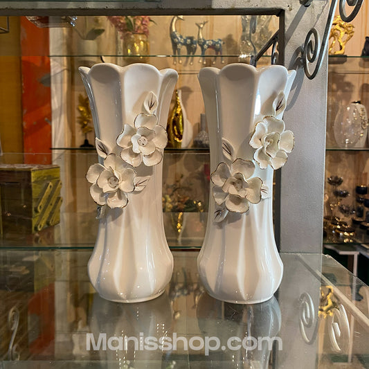 White Long Neck Floral Vase