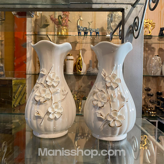 White Slender Floral Vase