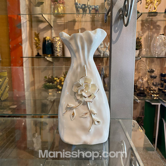 White Crinkle Flower Vase