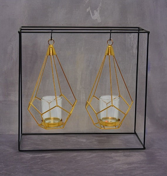 Golden Double Hanging Candle Holder