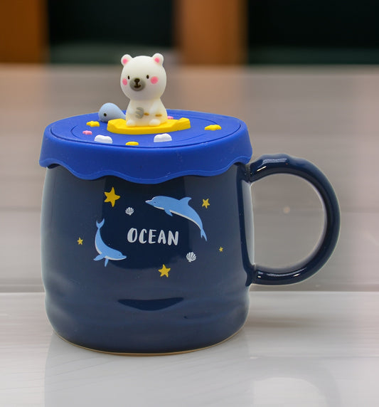 Ocean Mug With Bear Rubber Lid