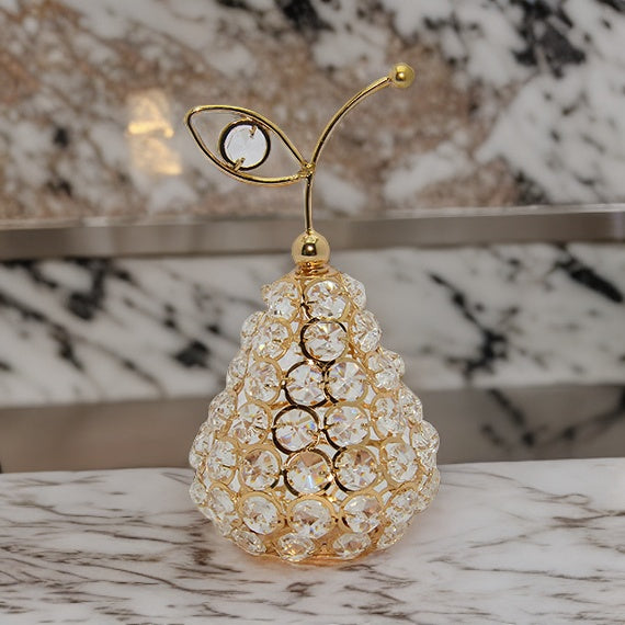 Golden Pear With Crystal Beads