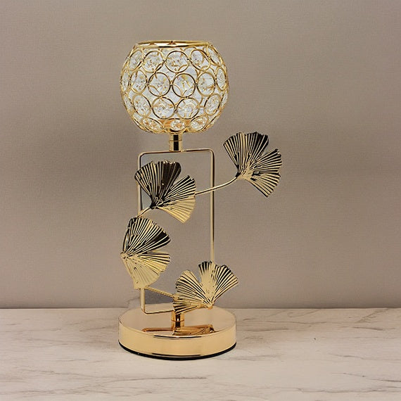Ginkgo Leaf Crystal Beads Candle stand