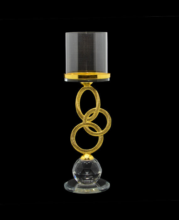 Golden Rings Crystal Candle Stand