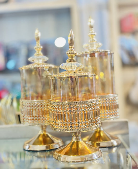 Golden Candy Jar With Lid