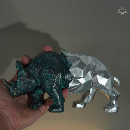 Rhino Sculpture Abstract Geometric Style