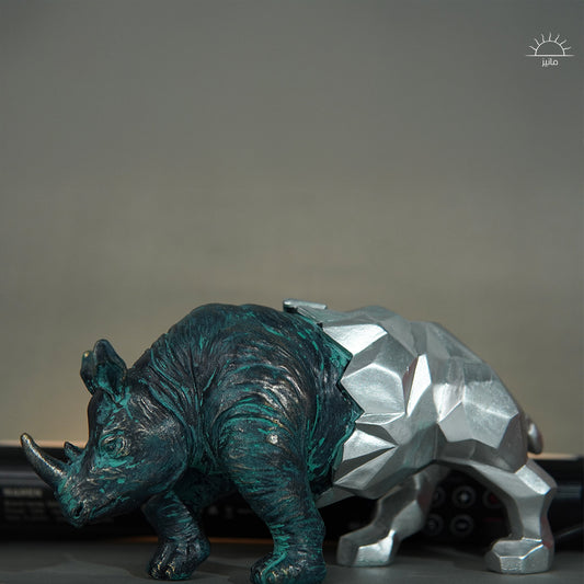Rhino Sculpture Abstract Geometric Style