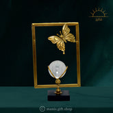 Golden Metal Butterfly Frame with Crystal Ball