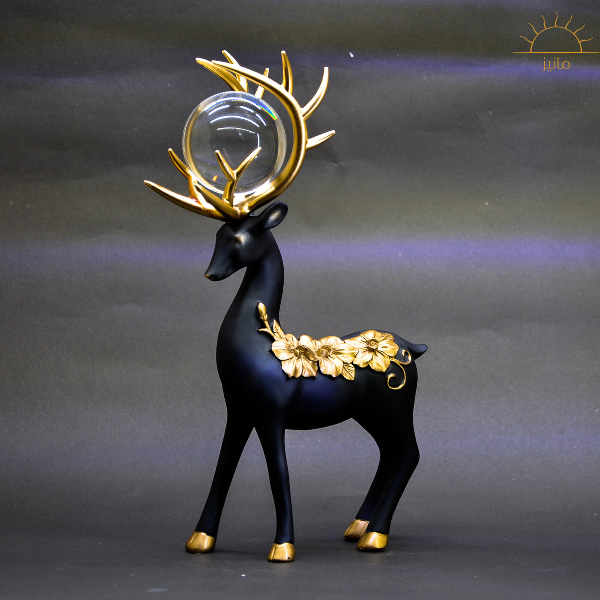 Deer Statue With Crystal Ball Set Of 2Pics