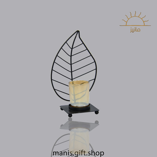 Black Leaf Candle Stand