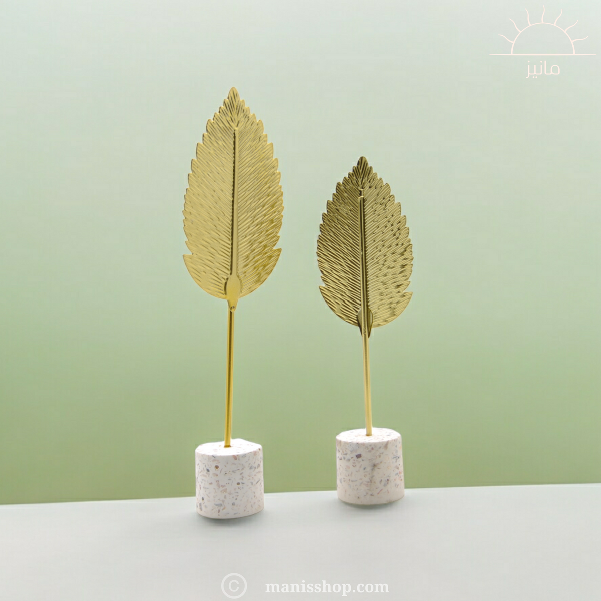2p Leaves With Terrazzo Base Stands