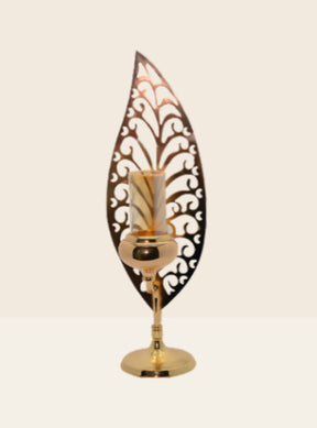 Golden Metal Leaf Candle Stand