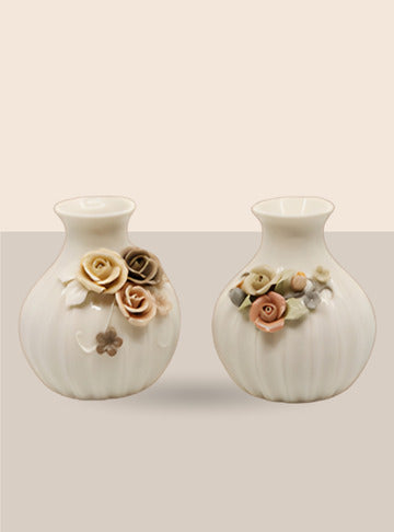 Ceramic White Small Floral Vases
