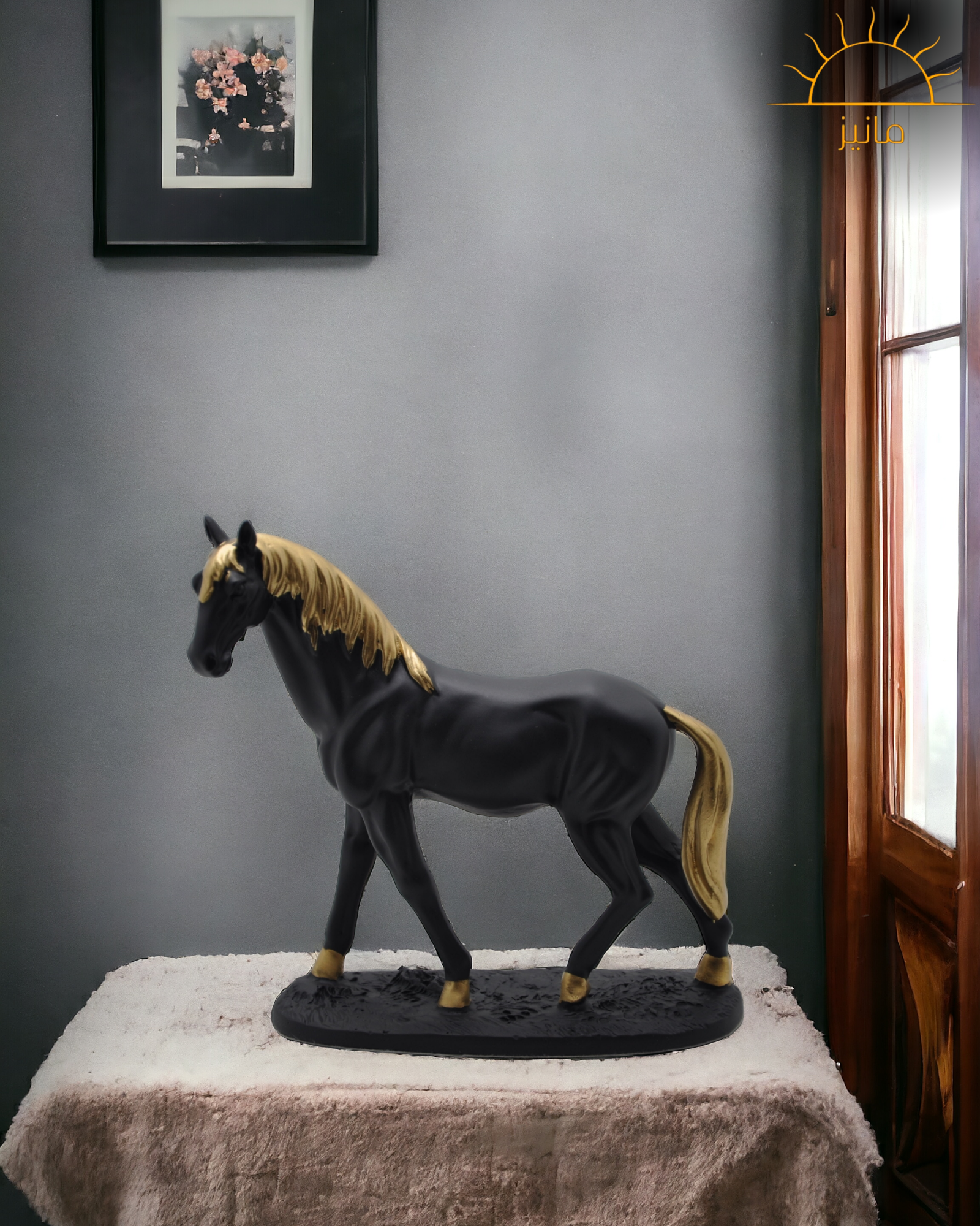 Polyresin Black Horse  Statue
