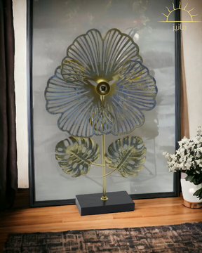 Metal Flower With Wooden Base