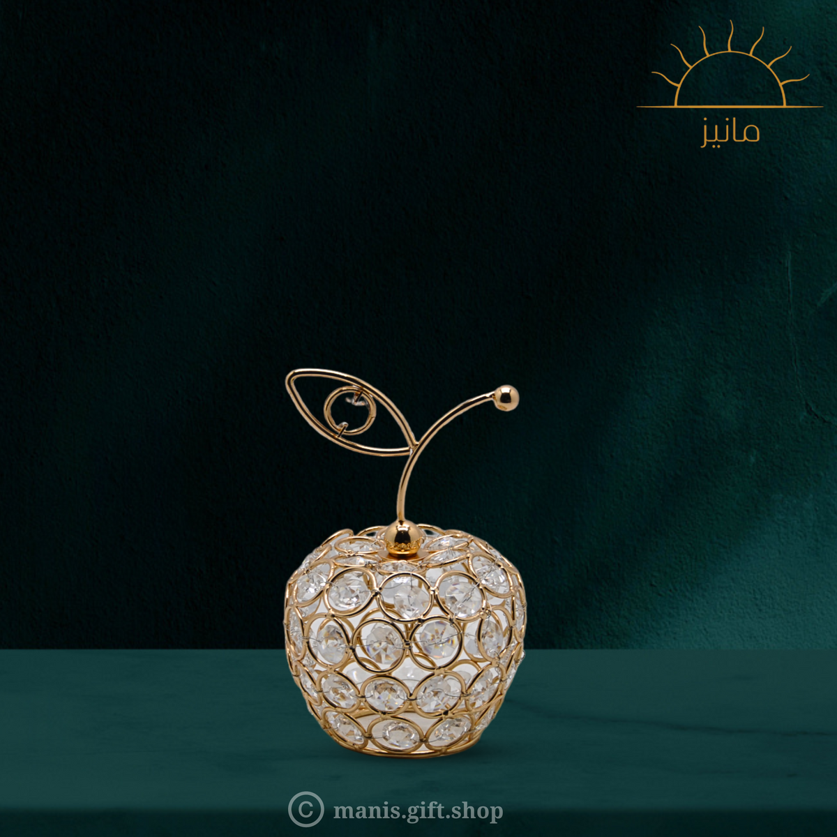 Golden Apple With Crystal Beads