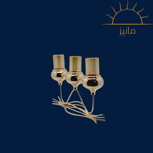 3p Golden Metal Candle Stand