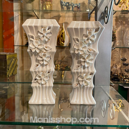White Fluted Square Vase