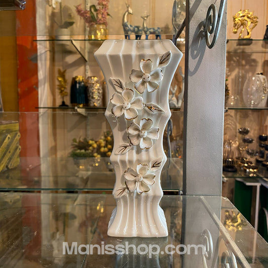 White Fluted Square Vase