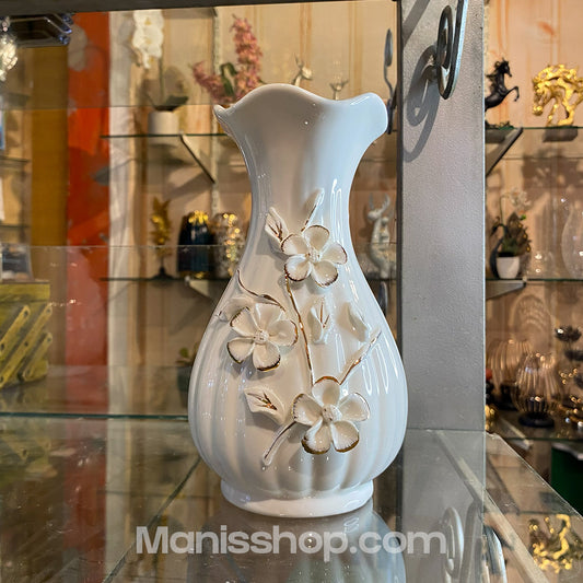 White Slender Floral Vase