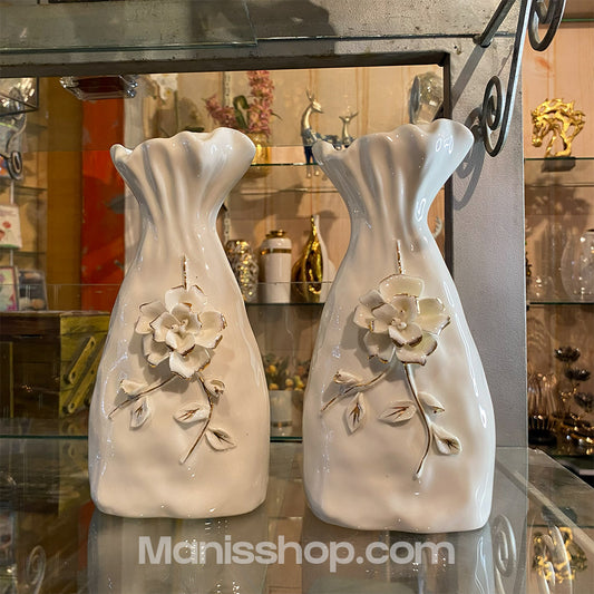 White Crinkle Flower Vase