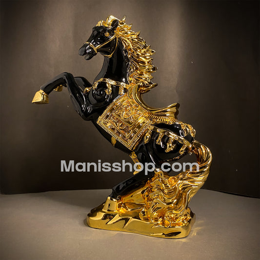 Antique Polyresin Jumping Horse Figurine