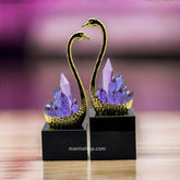 Crystal Couple Swan Statue Set Of (2) Pic's