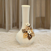 White Floral Vase With Brown and White Flower