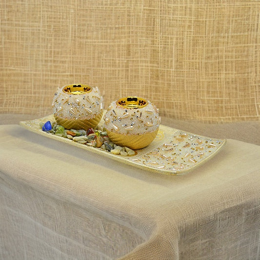 Golden Tray Tealight Set