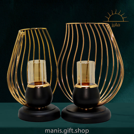Modern Golden Candle Holder 2p Set
