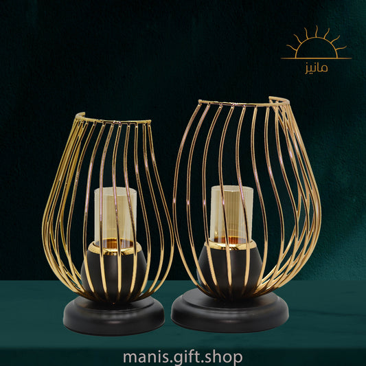 Modern Golden Candle Holder 2p Set