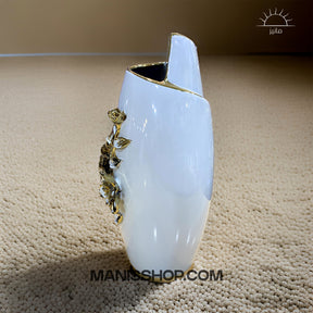 White Vase With Floral Detail