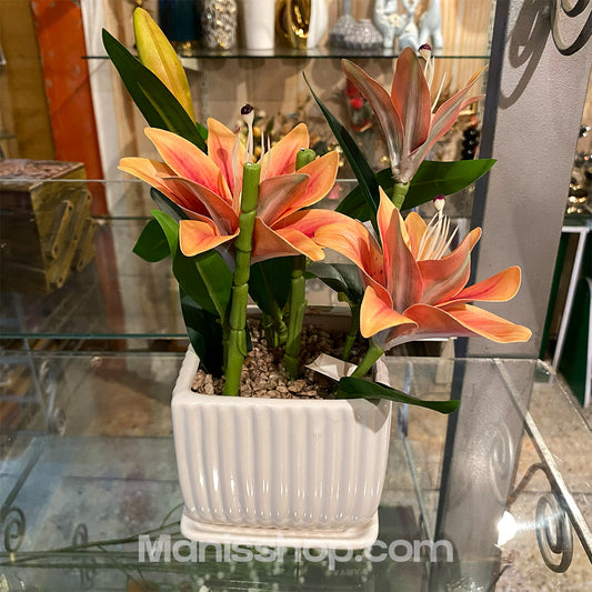 Artificial Flowers with creamic pot