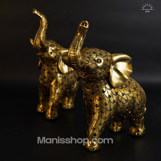 Vintage Golden Elephant Statue 2pics Set