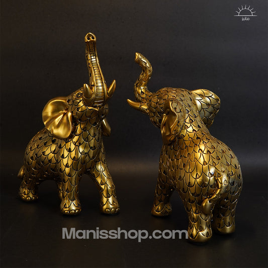 Vintage Golden Elephant Statue 2pics Set