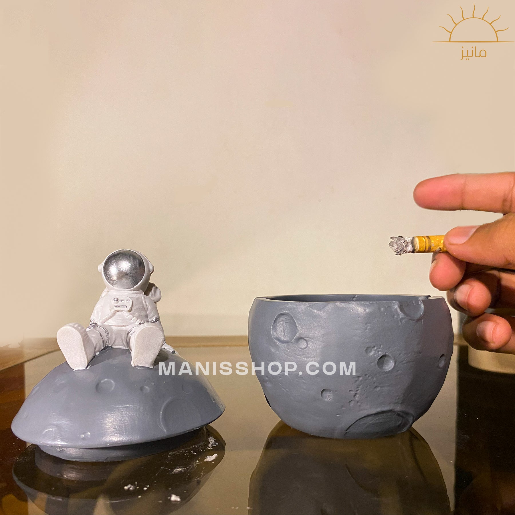 Crystal Ball Lamp + Astronaut Ashtray