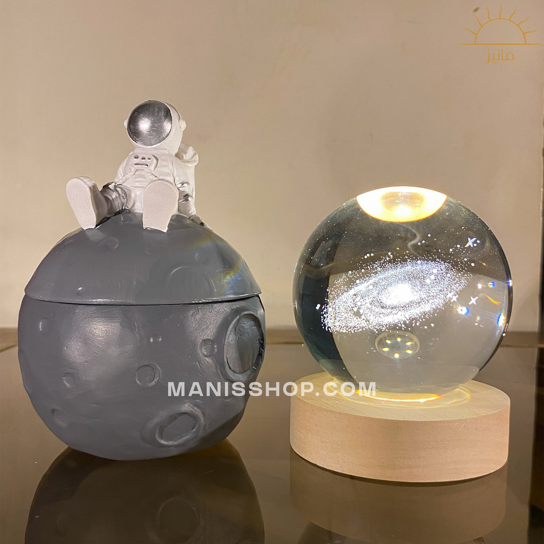 Crystal Ball Lamp + Astronaut Ashtray