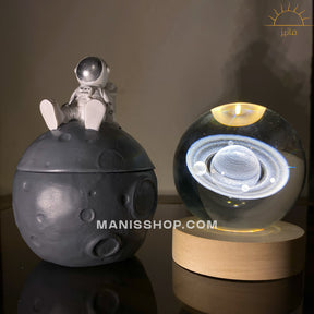 Crystal Ball Lamp + Astronaut Ashtray