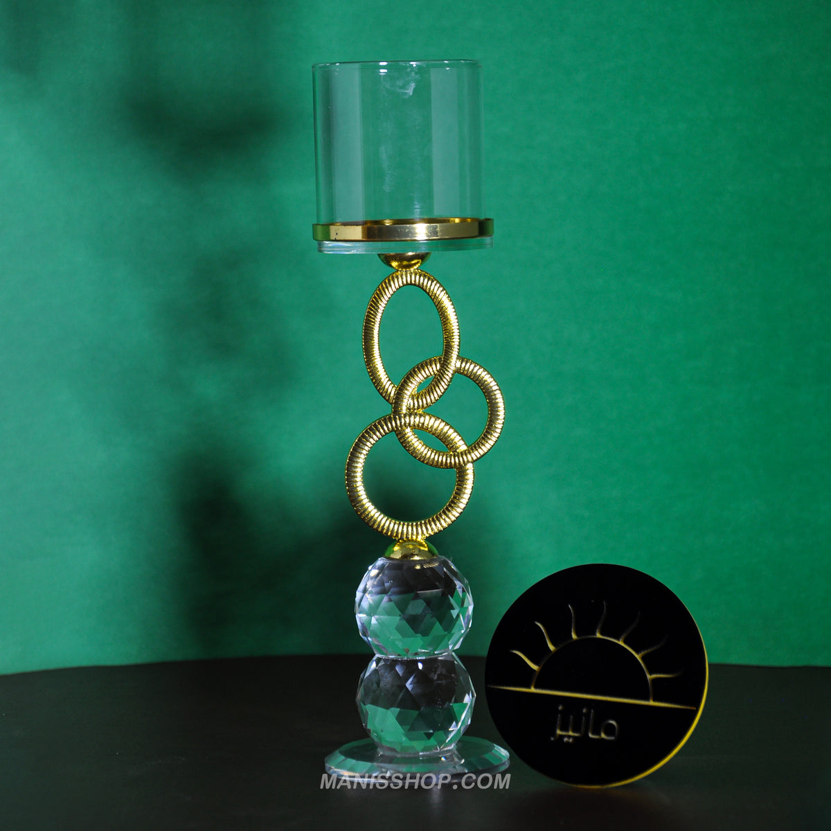 Golden Rings Crystal Candle Stand