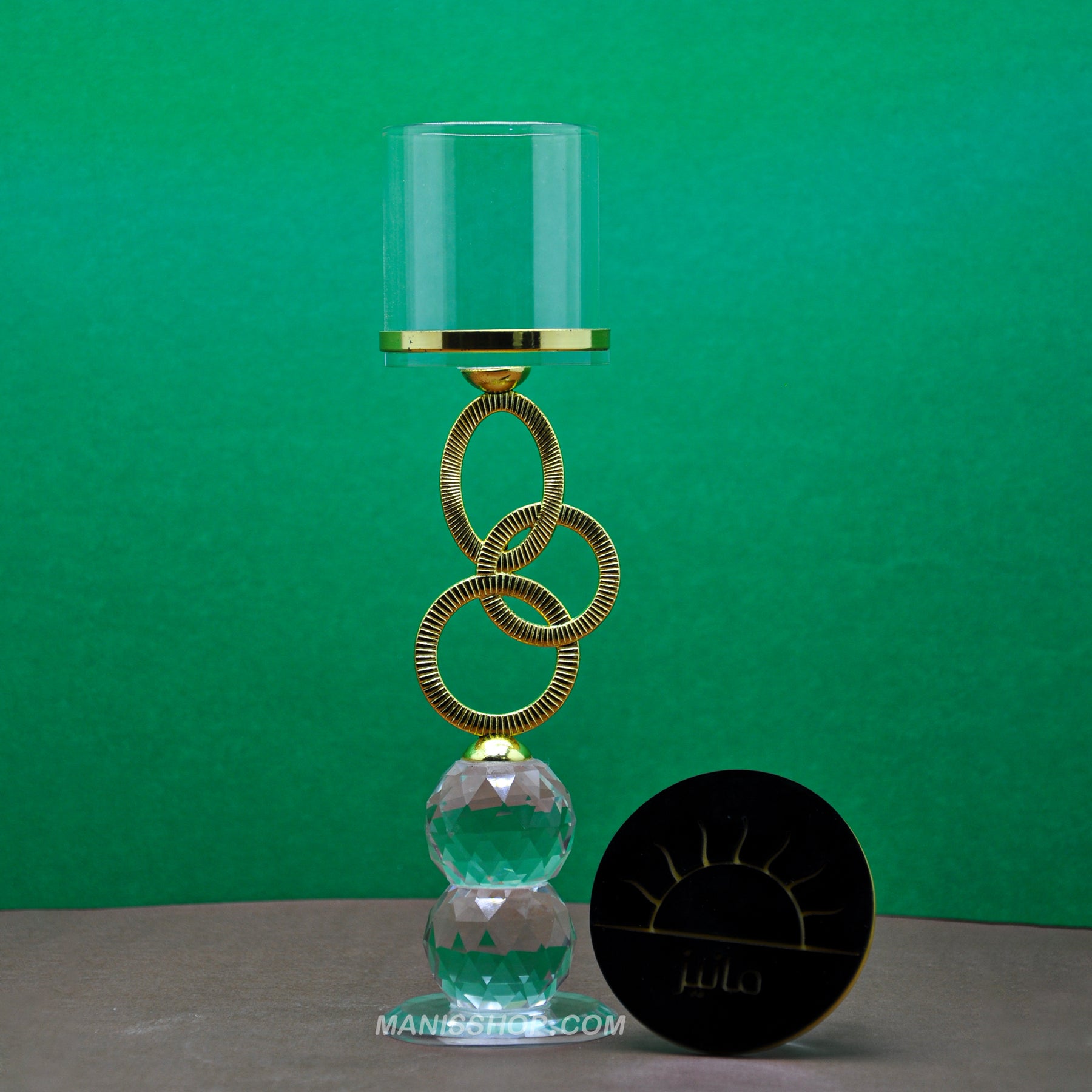 Golden Rings Crystal Candle Stand