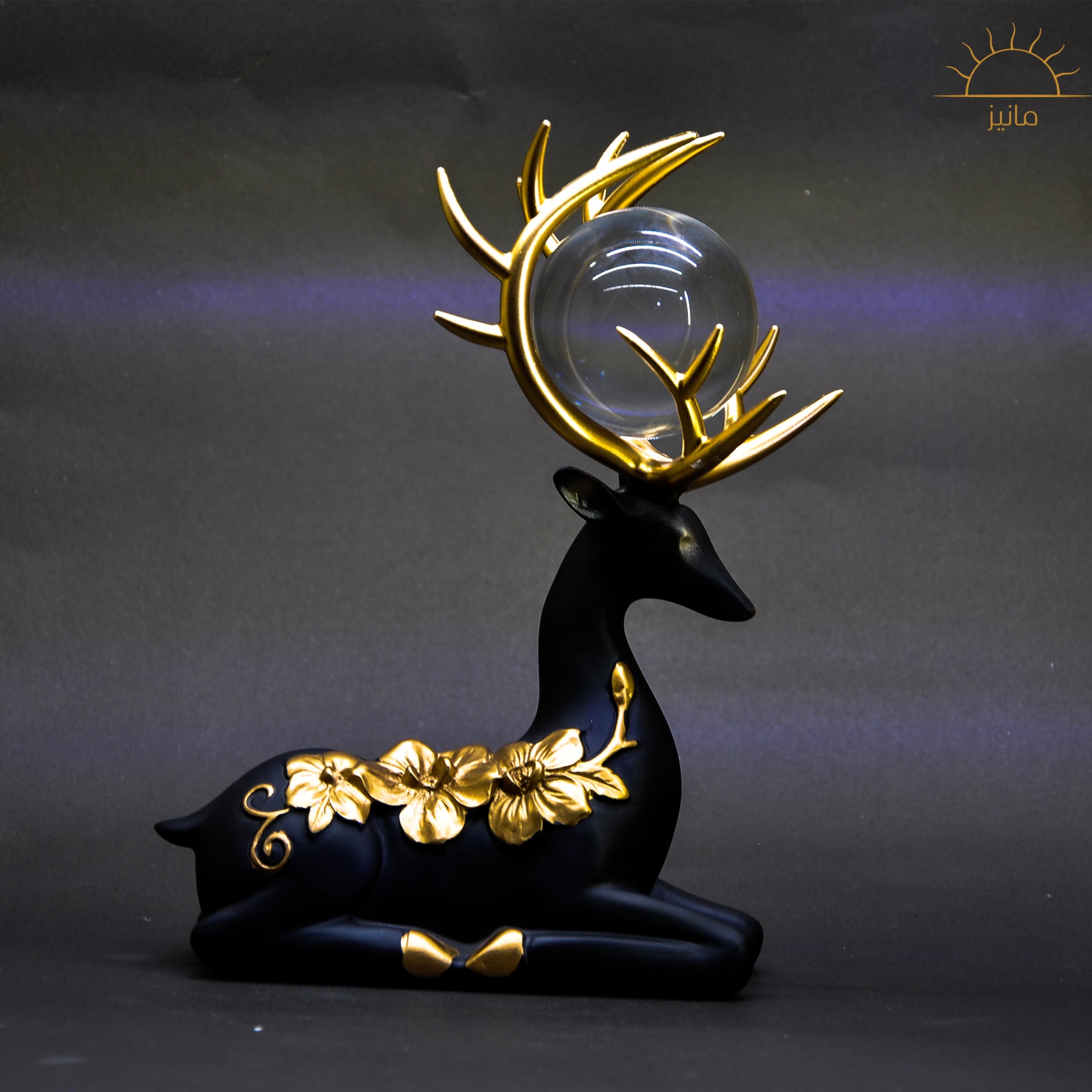 Deer Statue With Crystal Ball Set Of 2Pics