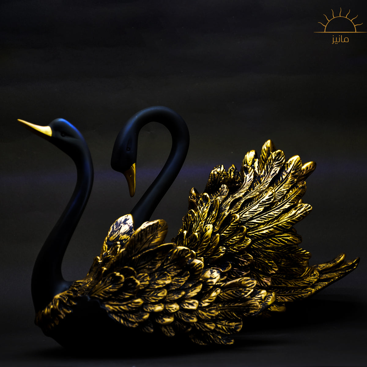 Golden Black Ducks Statue set