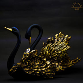 Golden Black Ducks Statue set