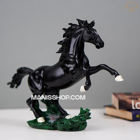 Glossy Rearing Horse Statue