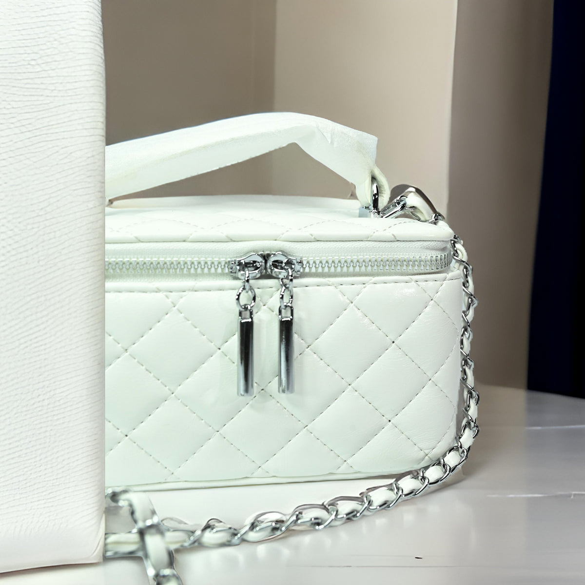 Luxury Mini Box Crossbody Bag - Catskill White