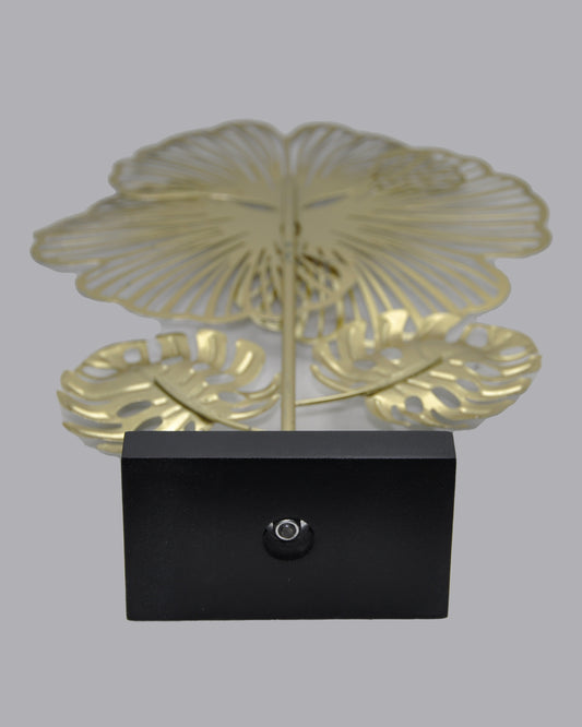 Metal Flower With Wooden Base