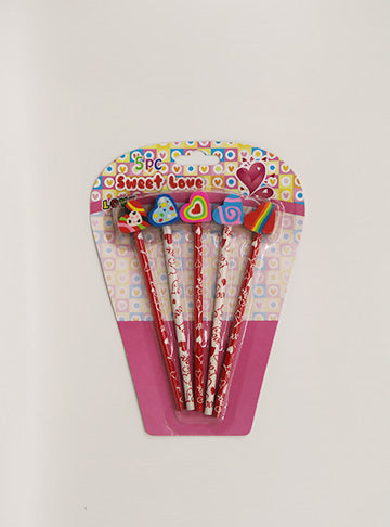 Heart Eraser Pencil Set